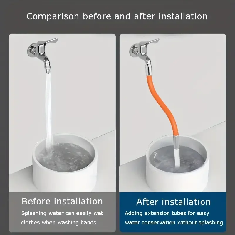 Flexible Faucet Extender with 360° Rotation, Universal Water Faucet Rubber Extension Tube, Anti-Splash Design For Easy Water Flo