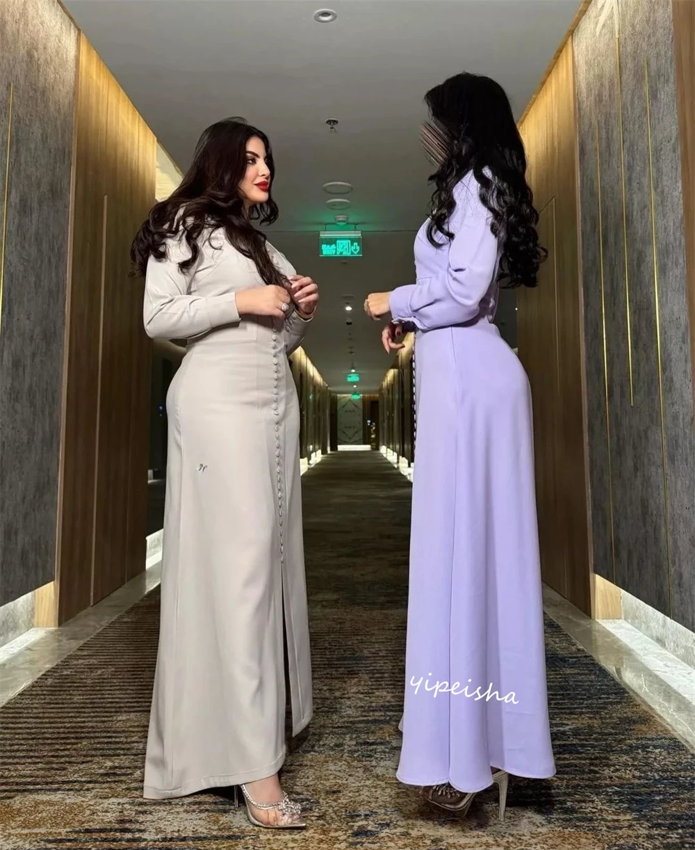 Gaun Prom Arab Saudi gaun malam kancing tertutup Pleat Natal A-line V-Neck Bespoke gaun acara gaun Midi