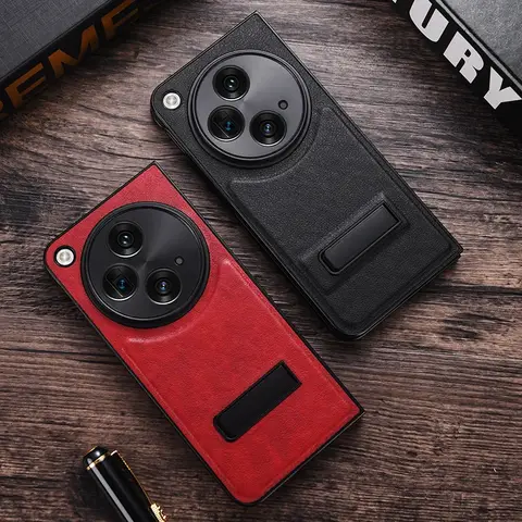 Funda For OPPO Find N3 Case Luxury PU Leather + TPU Camera Protection Folding Cover with Metal Kickstand for OPPO Find N3 ケース