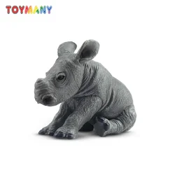 Toymany Simulation Rhinoceros Calf Wildlife  Animal Model Toy Mini Figures Dolls Action Figurines Toys Children Gift