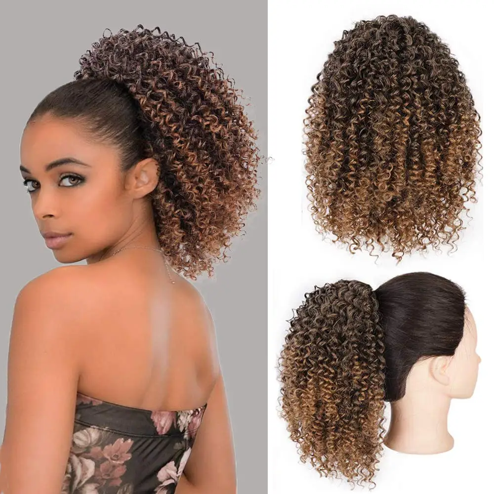 BlackStar Hair Puff Afro Ponytail Hairpiece for Black Women Clip in Ponytail Afro Drawstring Curly Ponytail Hair Extensions