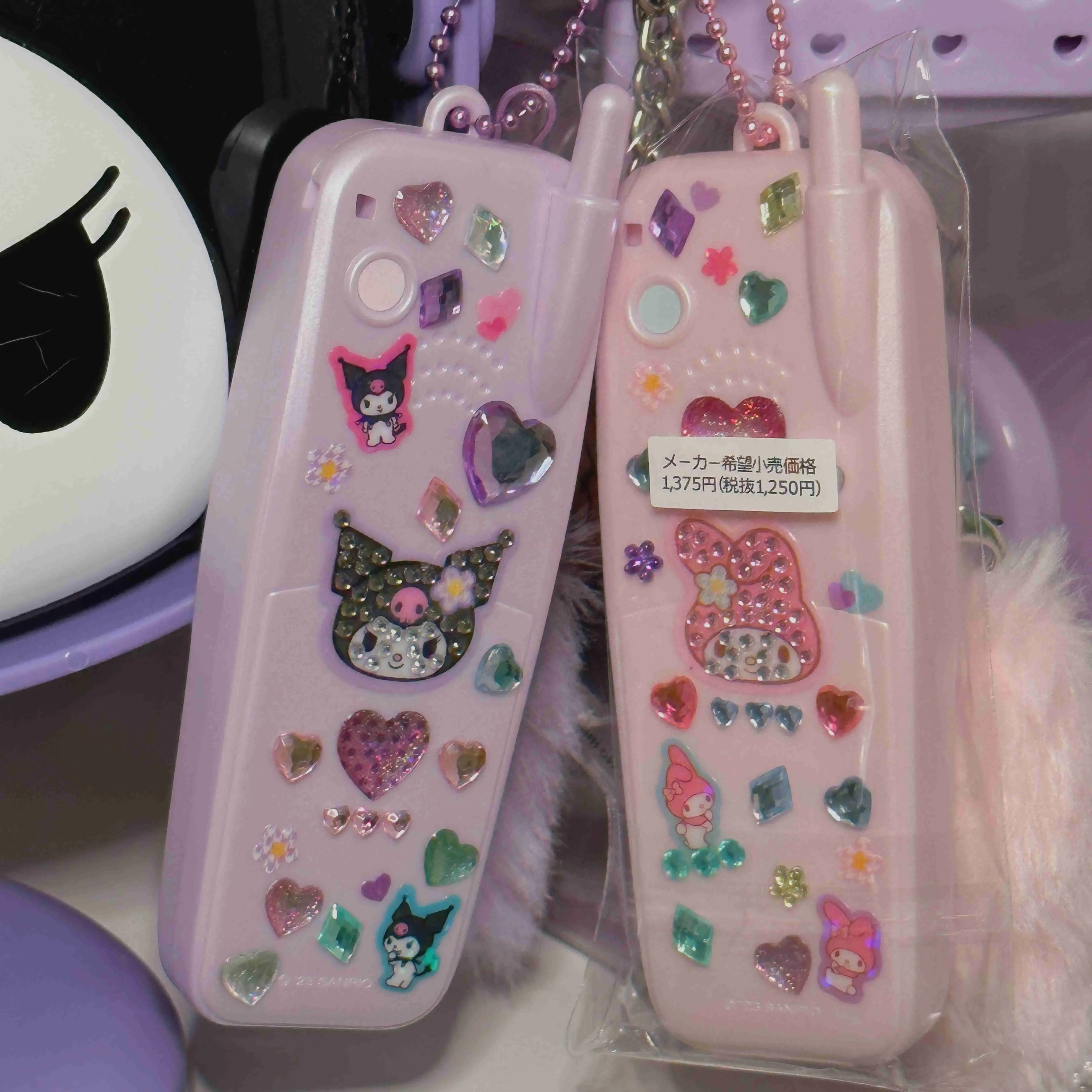 Cute Sanrio Flip Phone Model Hello Kitty Kuromi My Lady Diy Sticker Toy Cosplay Prop Girl Heart Kawaii Harajuku For Kids Gift