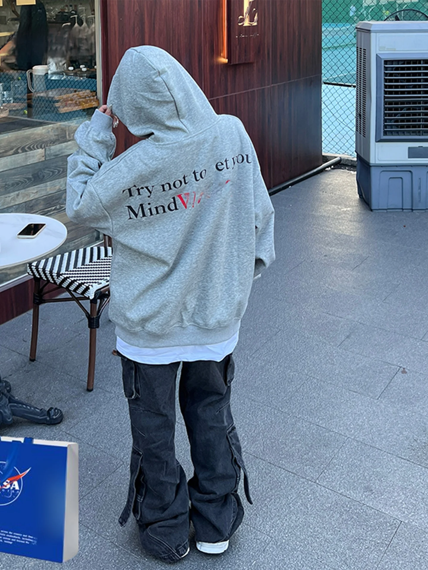 2025 Nieuwe Amerikaanse Retro Letter Slogan Print Hoodie Dames Herfst Winter Fce Gevoerd Jaet Trendy Oversized Lange Sve Top