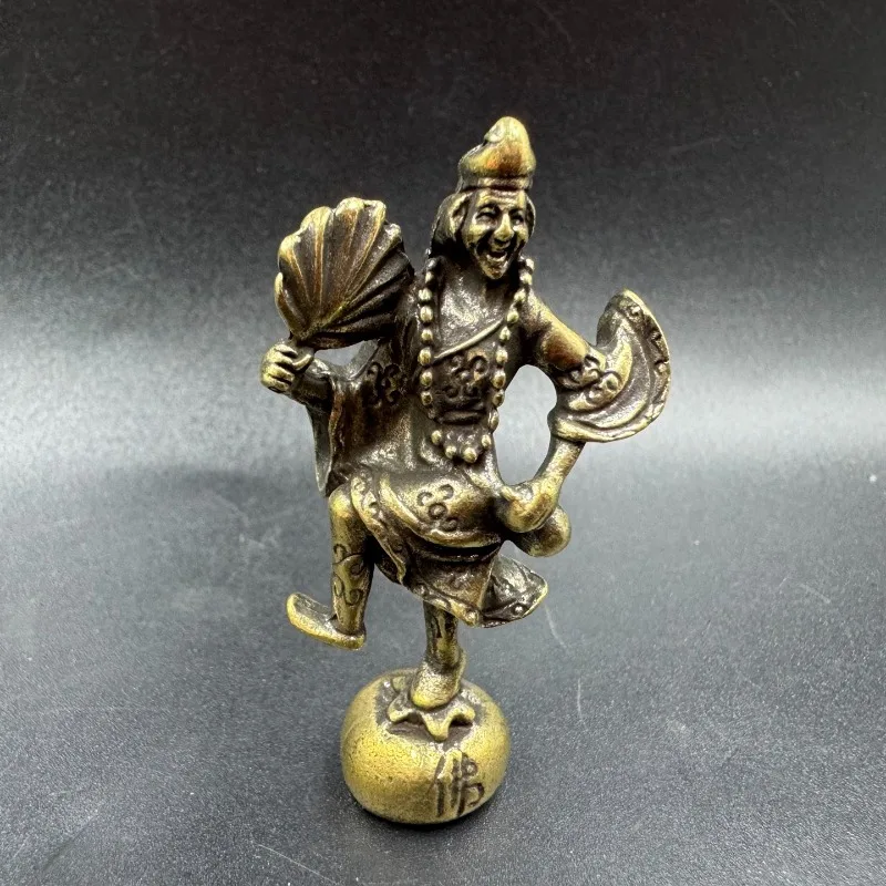 Brass Jigong Monk Tabletop Ornament Living Buddha Fuhu Arhat Buddha Statue Bronze Carving Handicraft
