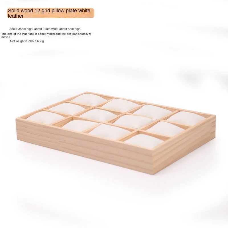 Solid Wood 12 Digit Pillow Plate Watch Bracelet Display Frame