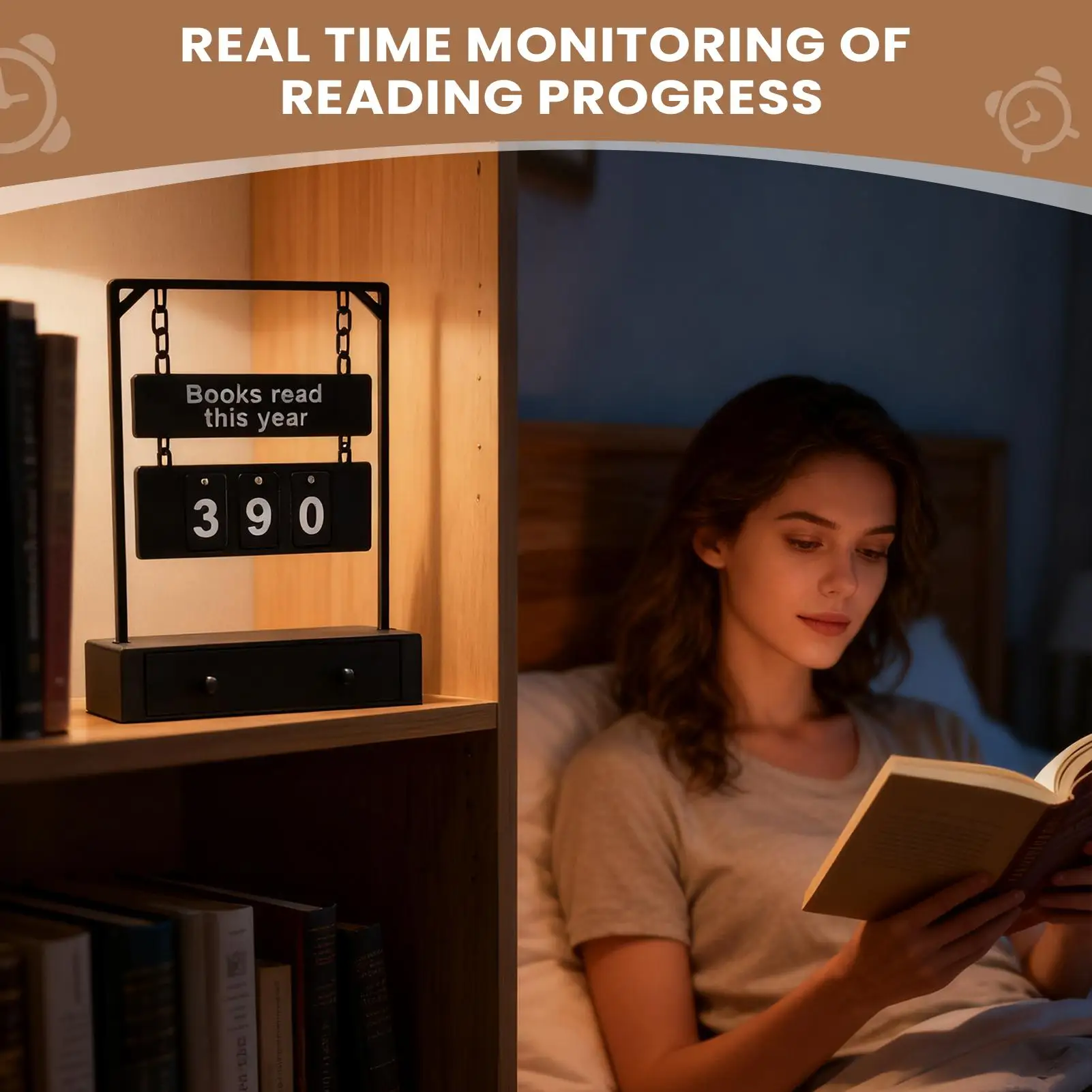 معلقة كتاب عداد القراءة التقدم المقتفي 3 أرقام FlipBook عداد أداة حافز لقراءة المكتبة هذا العام ديكور المنزل #5