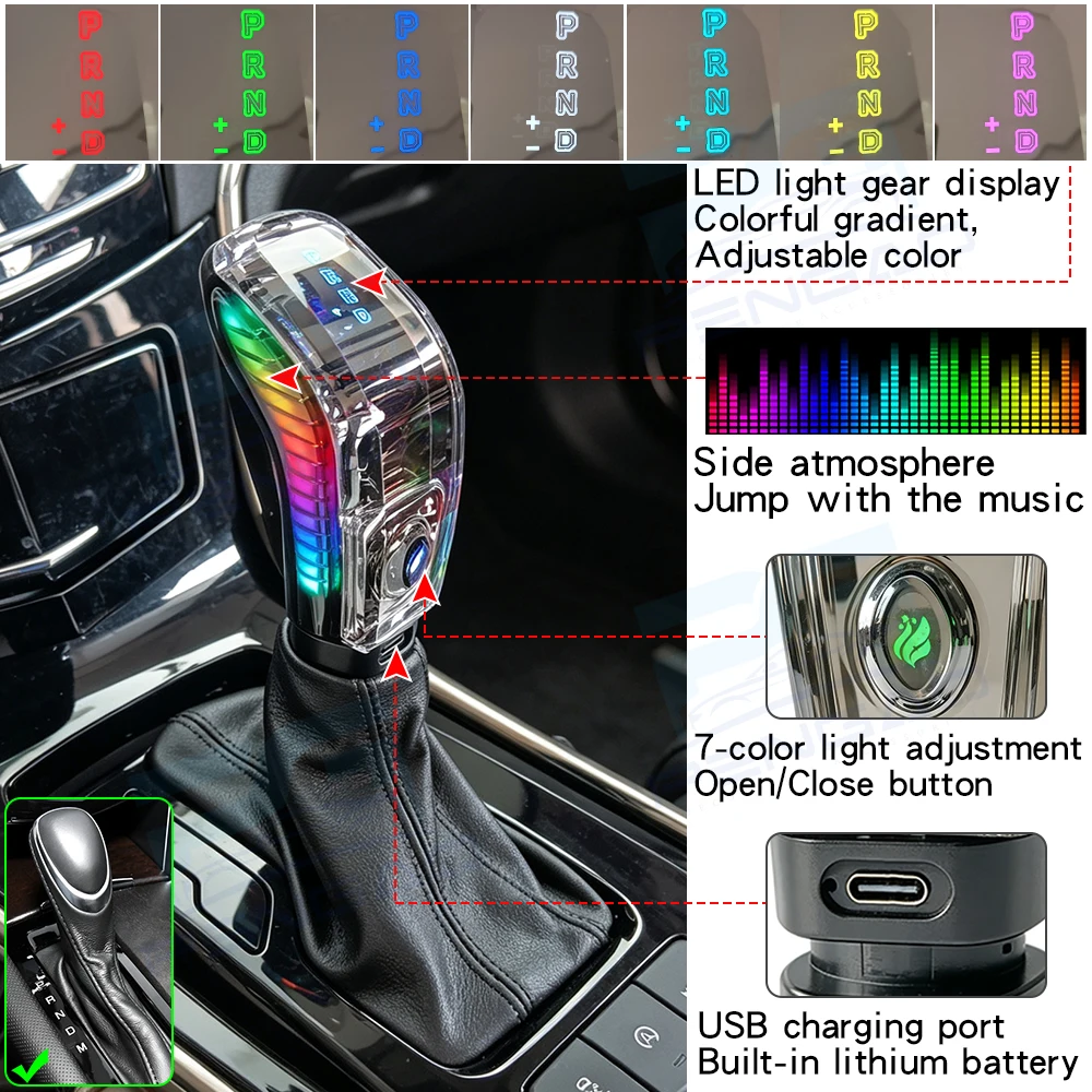 

For Cadillac gear knob SLS CTS CT6 CT4 ATS-L XTS crystal LED gear shift knob automatic transmission Interior car accessories