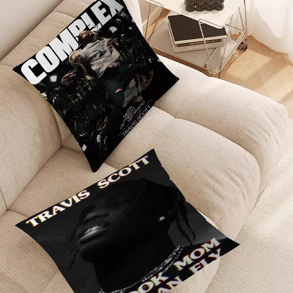 Travis Scott Astroworld Pillow Covers Cartoon Sofa Decorative Home Double-sided Printing Short Plush Cute Cushion Cover