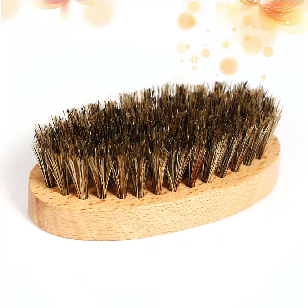 Oval Boar Bristle Men Beard Mustache Brush with Beech Handle in Natural Primary Color Shaving Brush (85x45x28cm)