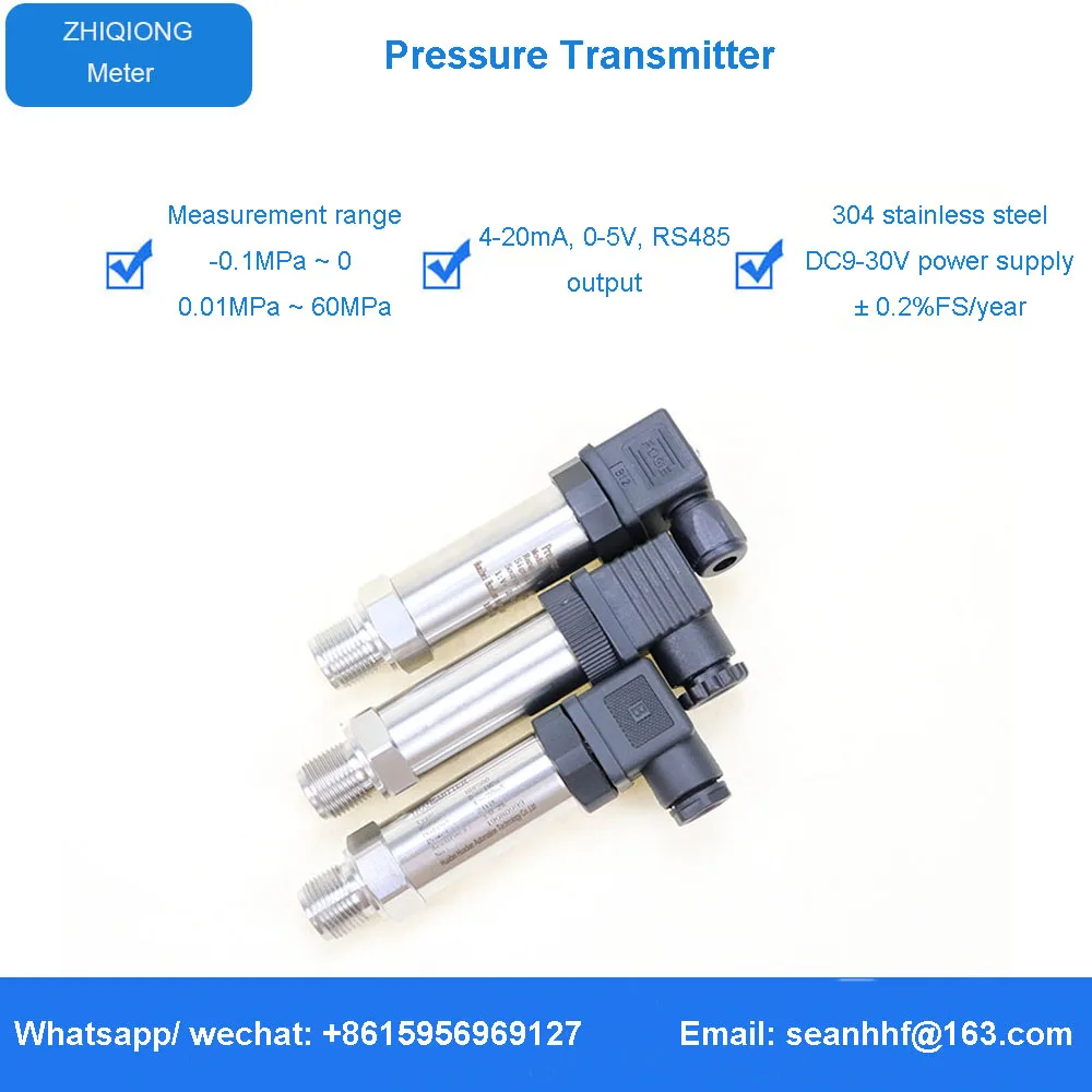 Water Oil fuel Gas Air Pressure Transmitter G1/4 12-36V 4-20mA 0-600bar Optional Stainless Steel Pressure Transducer Sensor