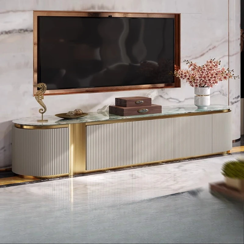 

Light luxury TV cabinet, large apartment marble living room fashionable post-modern Italian high-end floor cabinet coffee tab