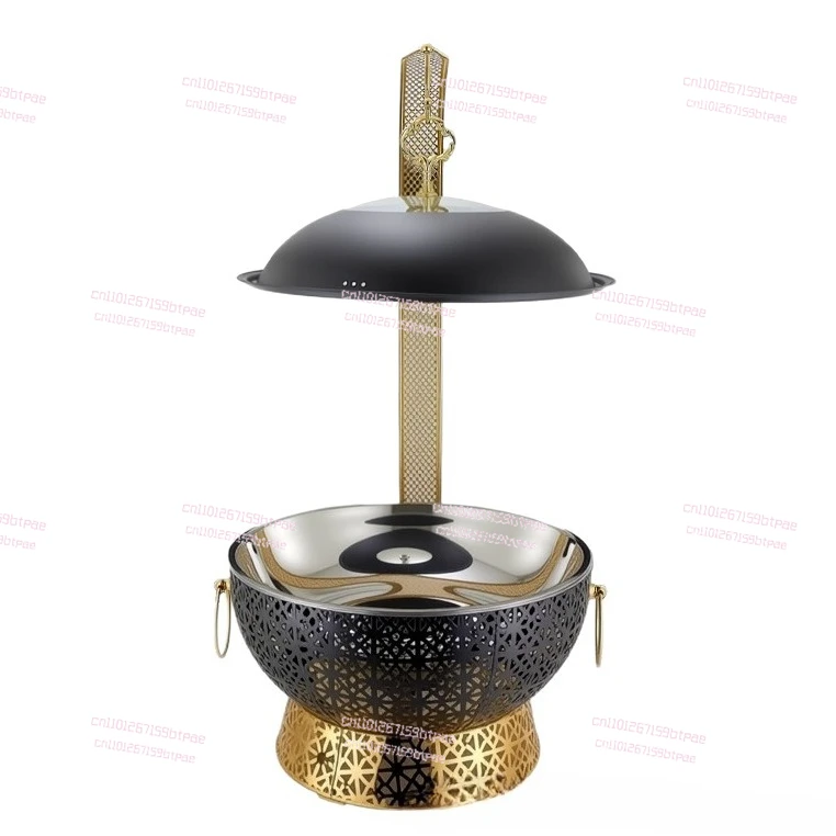 Buffet Stove Luxury Lace Hotel Restaurant Lifting Cover Insulation Stove Stainless Steel Gold Alcohol Stove
