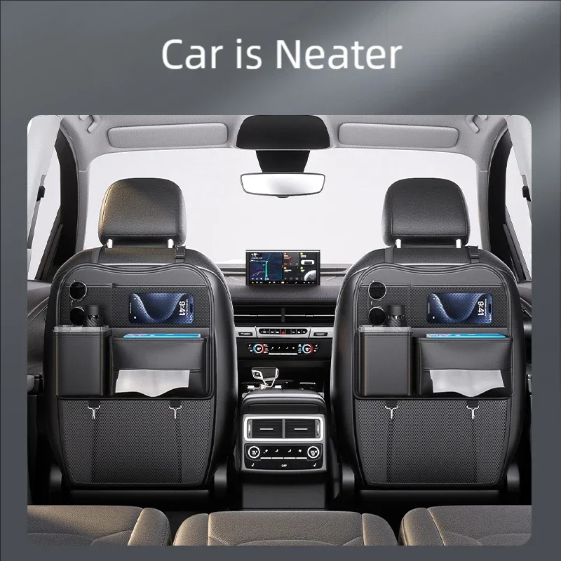 JFBONIN Multifunctional Car Seat Back Storage Bag Hanging Bag with Enlarged Tissue Box Rear Seat Storage Rack for Vehicle Organi