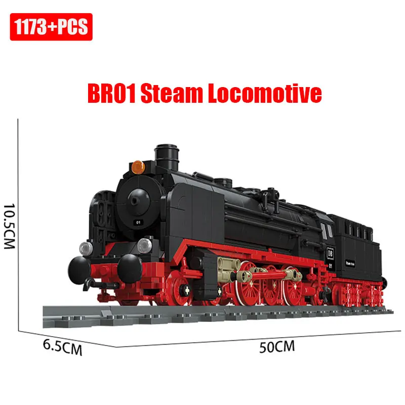 City BR01 Steam Train Building Blocks big boy Locomotive Technical Rail Set Model Bricks Construction Toys For Kids Boys Gifts