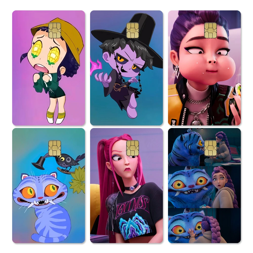 

Korea Trend Cartoon Anime Movie Kpop Demon Hunters Credit Card Pvc Waterproof Sticker Shining Rainbow Star Love Skin Sticker