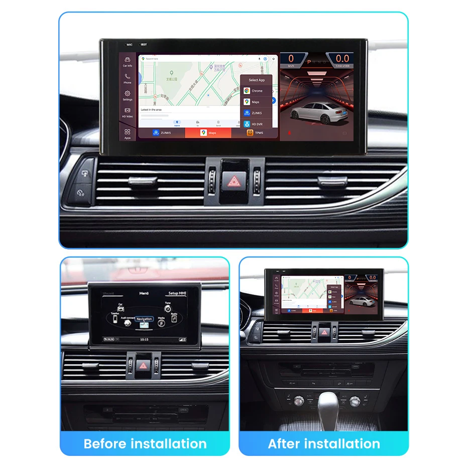 MEKEDE Android 13 8G+256G Radio samochodowe GPS dla A6 A6L A7 C7 RS6 RS7 S6 S7 Video Car-play+auto Stereo Android Dvd Player