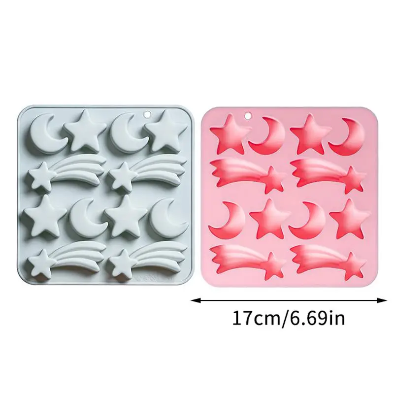 12 Cavity Silicone Mold for Five-pointed Star 3D Moon Meteor Fondant Candy Flexible Baking Tool for Cake Decorating view 6