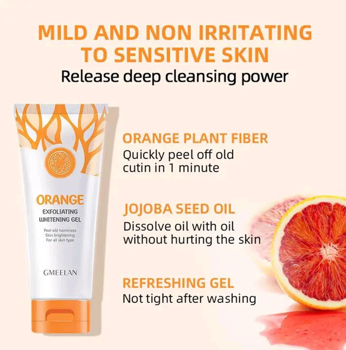 50gx2 Gmeelan Orange Extract Gel Exfoliating Body Scrub Facial Acne Look Bright