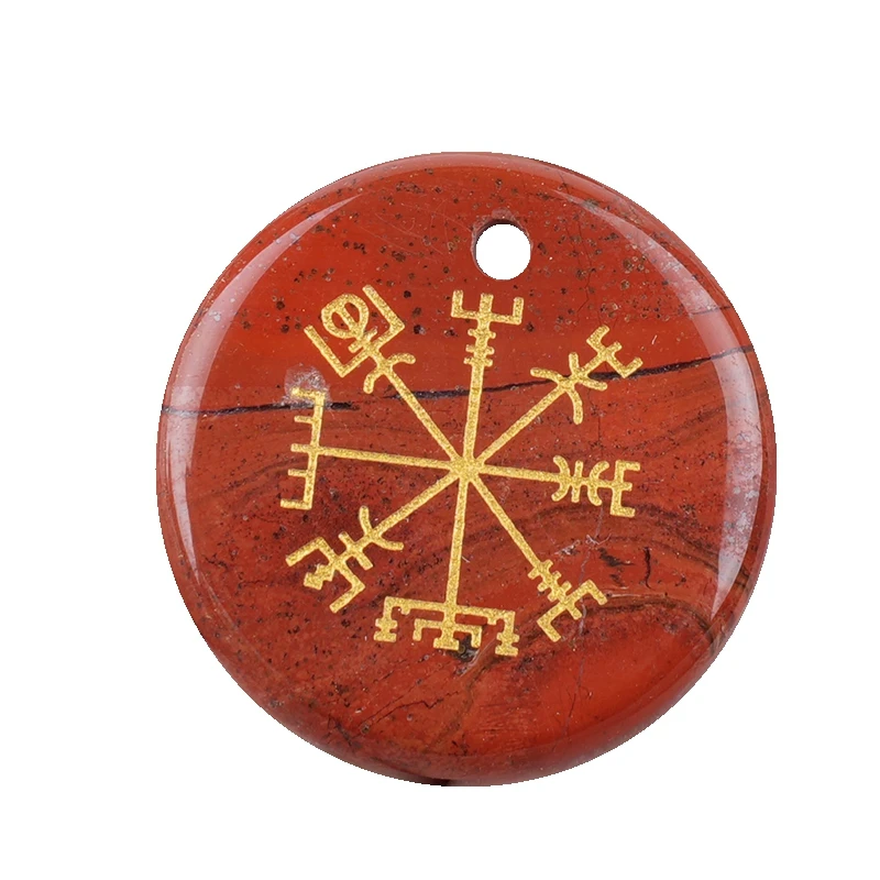 

Red Jasper 30mm Gemstone Disc Pendant for Making Jewelry Crystal Gold Pattern-AIM Ornament Charms Cabochon