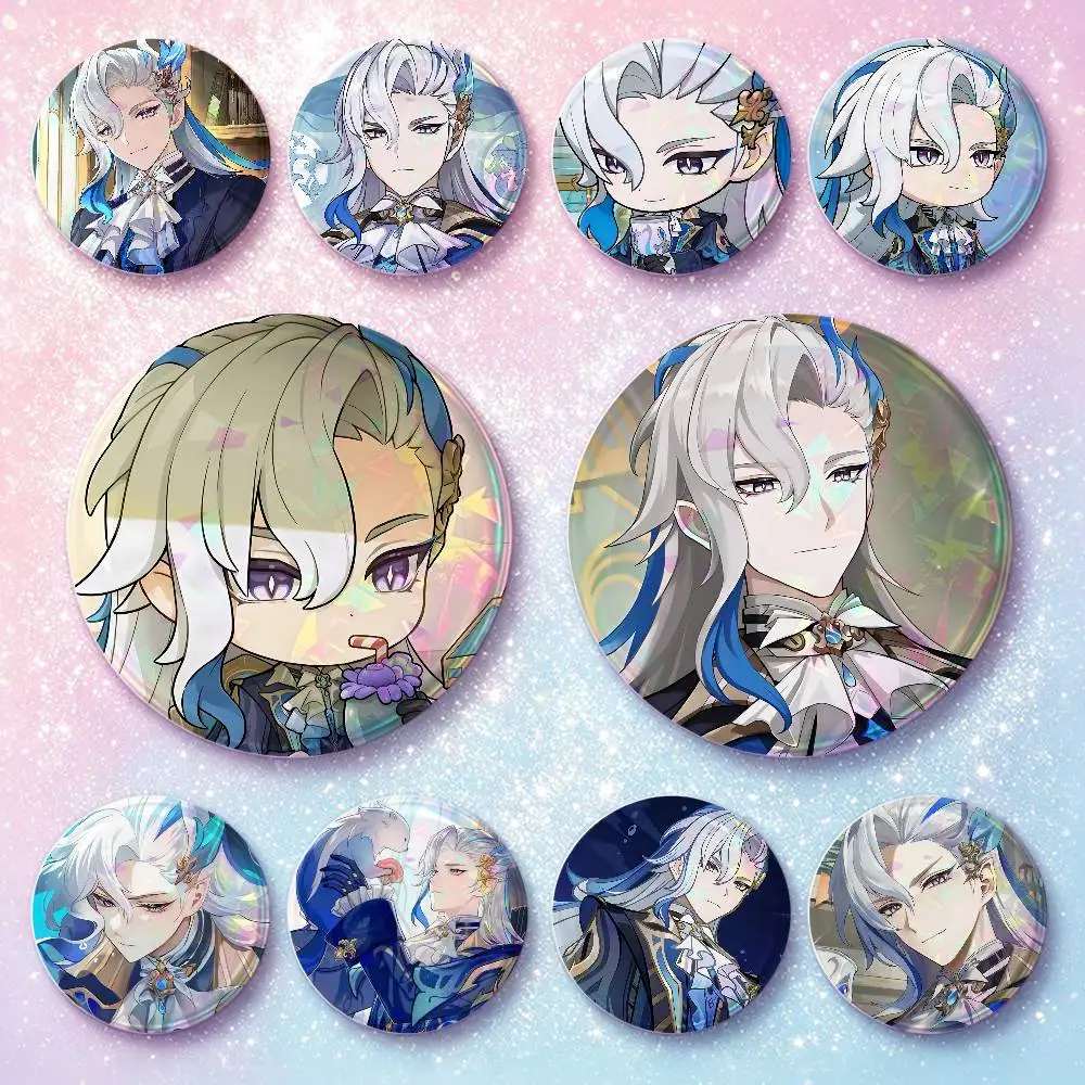 Neuvillette Genshin Impact Badges Button Round Creative Pin Brooch Badge Bag Decor Accessories Fans Collect Friends Gifts
