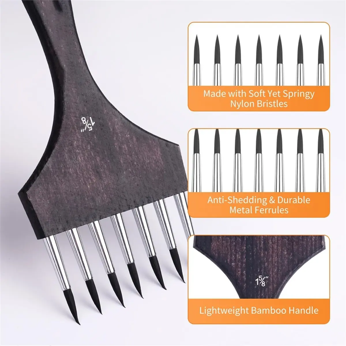 618 Mega Sale Multi-Head Round Comb Brush Set - 3Pcs Professional Synthetic Brushes, Designed for Textures and Special Effects