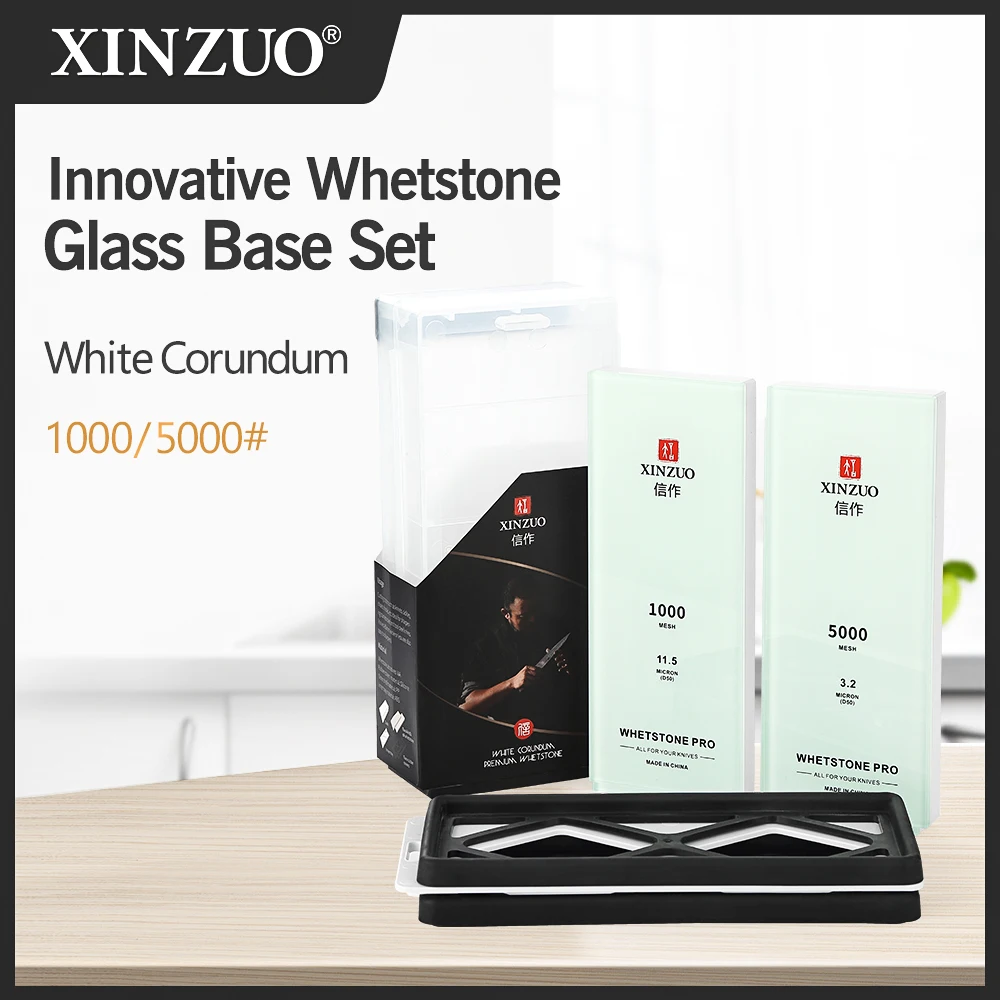 XINZUO Pro 1000/5000 ziarnistość lub 3000/10000 podstawa szklana zestaw osełek biała korundowa ostrzałka do noży kamień szlifierski do ostrzenia