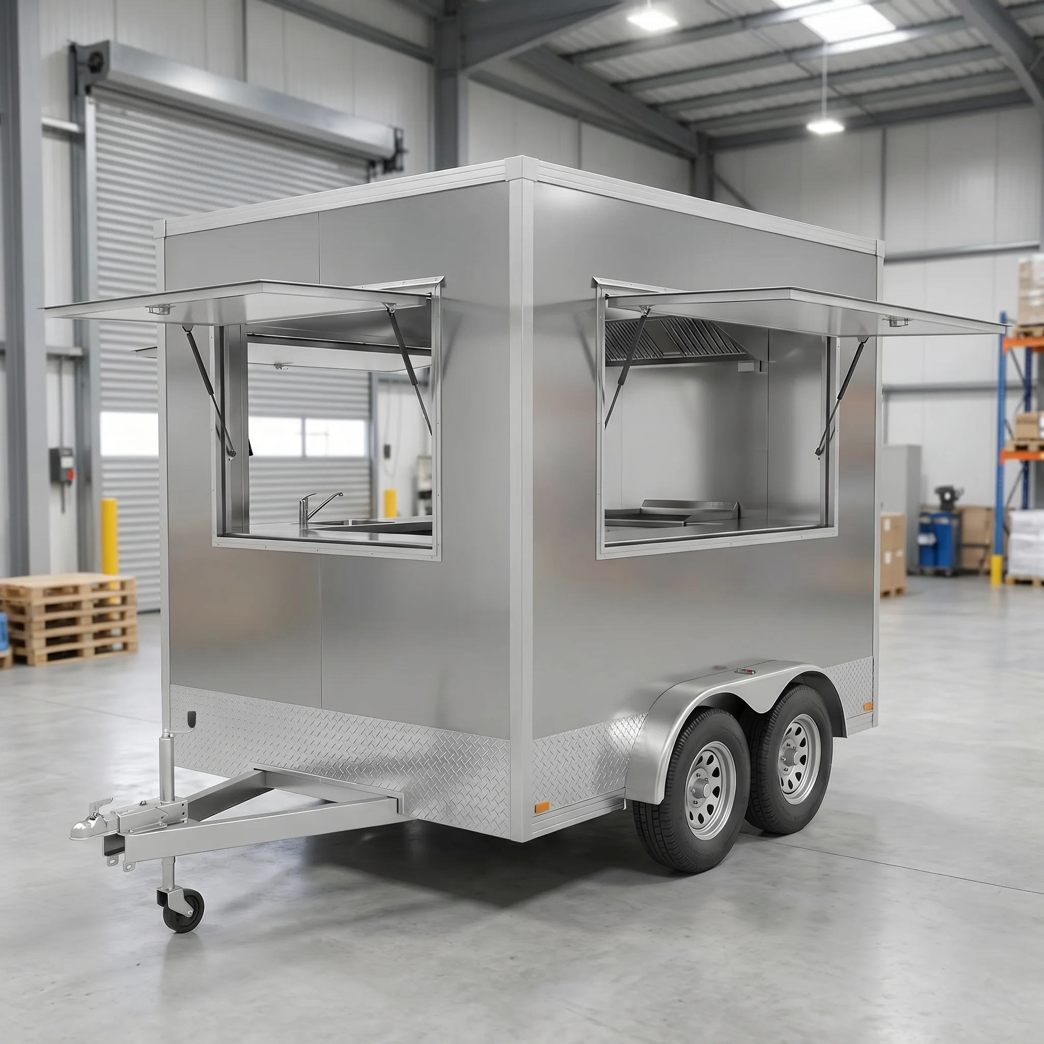 High ROI Custom Wrap Square Food Trailer Mobile Fresh Juice Beverage Box Cart Ice Cream Vending Truck For Playground Event