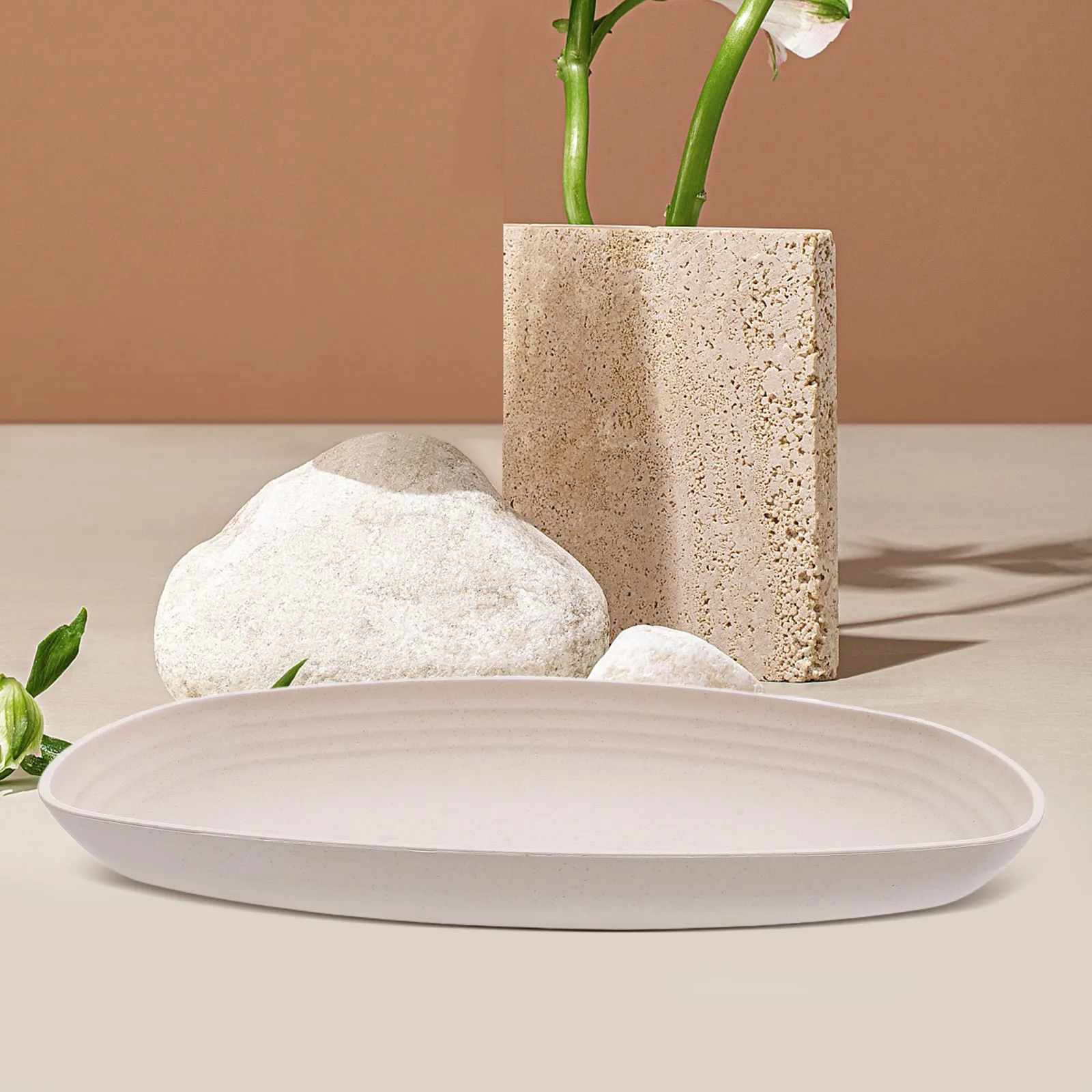 

Anti-Fall Fish Platter Sturdy Cut Resistant Serving Plate Premium Wheat Straw Dinner Plate No Splinters Handheld Design