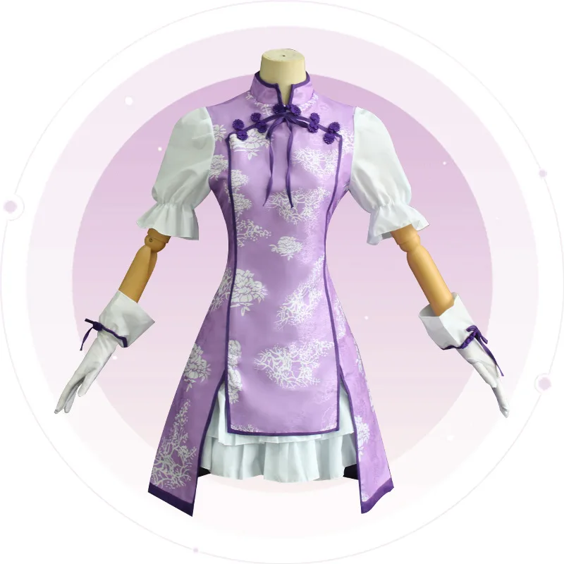 

New Xiaomei Flame cosplay outfit, purple cheongsam, women's waist cinched dress, magical girl's small circle cosplay outfit set