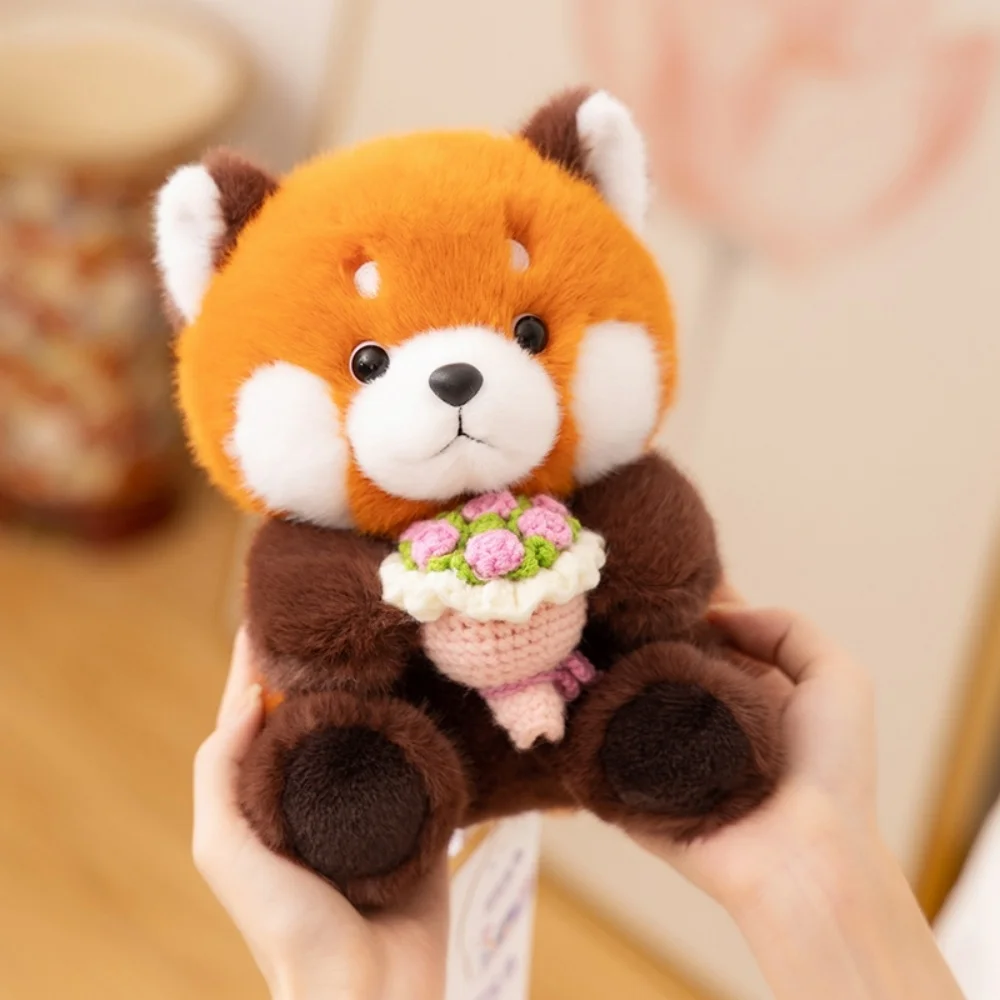 

Sweet Cute Bouquet Red Panda Plush Toy Lovely Raccoon Hug Flower Doll Cute Desktop Pets Romantic Party Decor