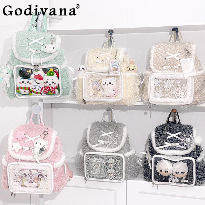 

Original Japanese Girls Cute Kawaii Large Capacity Backpack College Style Student Kawaii Plush Itabag Womens Y2k Shoulders Bag