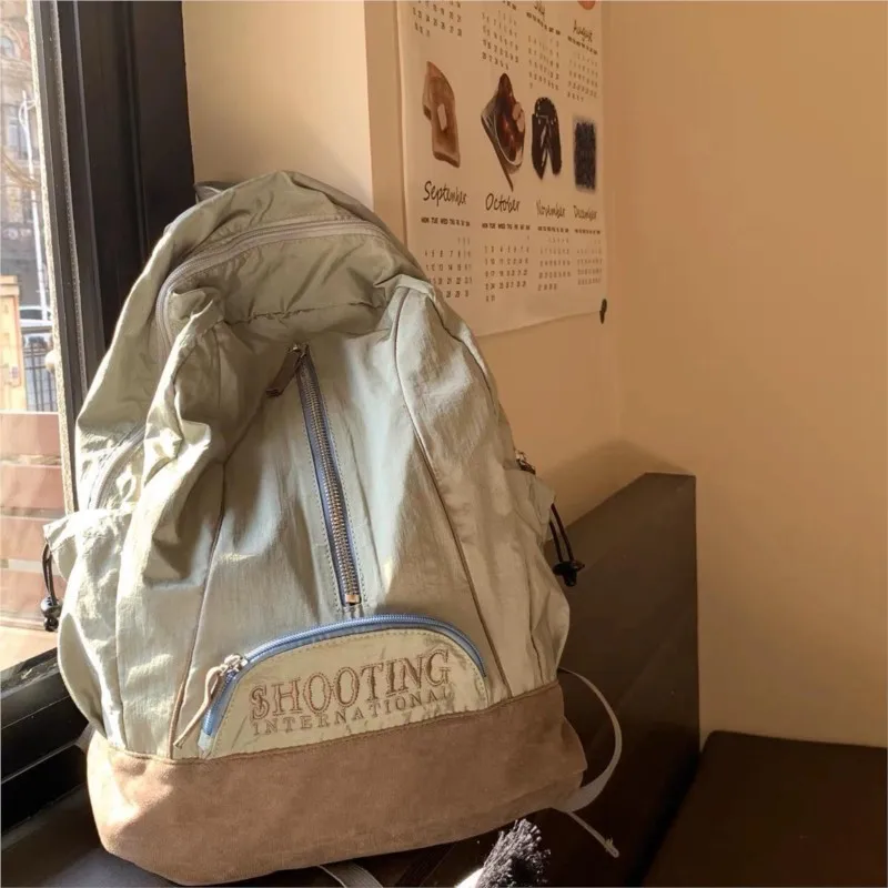 

Korean Vintage Embroidery Letter Backpack Women Patchwork Large Capacity Daypack Ladies Fashion Lightweight Travel Hiking Bags