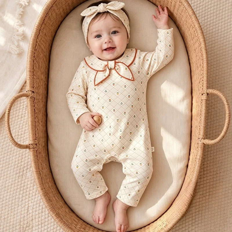 0-24M Flower Girls Princess Romper Long Sleeve Cotton Clothes Newborn Kid Floral Jumpsuit Sweet New Born Outfit