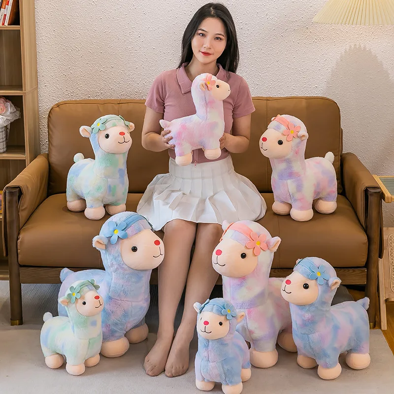 

Cute cute rainbow alpaca doll throw pillow alpaca plush toy colored doll doll couple gift