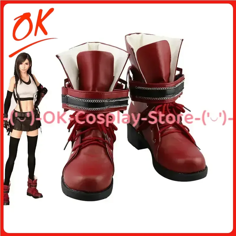 [Customized] FF7 Final VII Tifa Lockhart Cosplay Shoes Anime Game Roleplay Costume Props Carnival Holiday Party PU Leather Boots