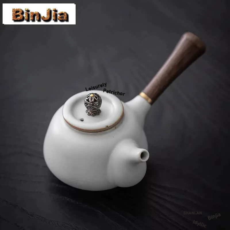 

180Ml Ancient White Handmade Teapot Household Side Handled Filter Pot Tea Maker Kettle Ceremony Collections
