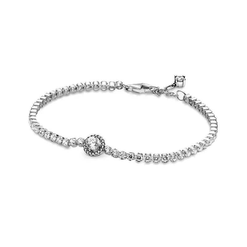 New Women's Men's Couple Bracelet 925 Sterling Silver Exquisite Light Luxury Round Heart shaped Zircon Bracelet Surprise Gift