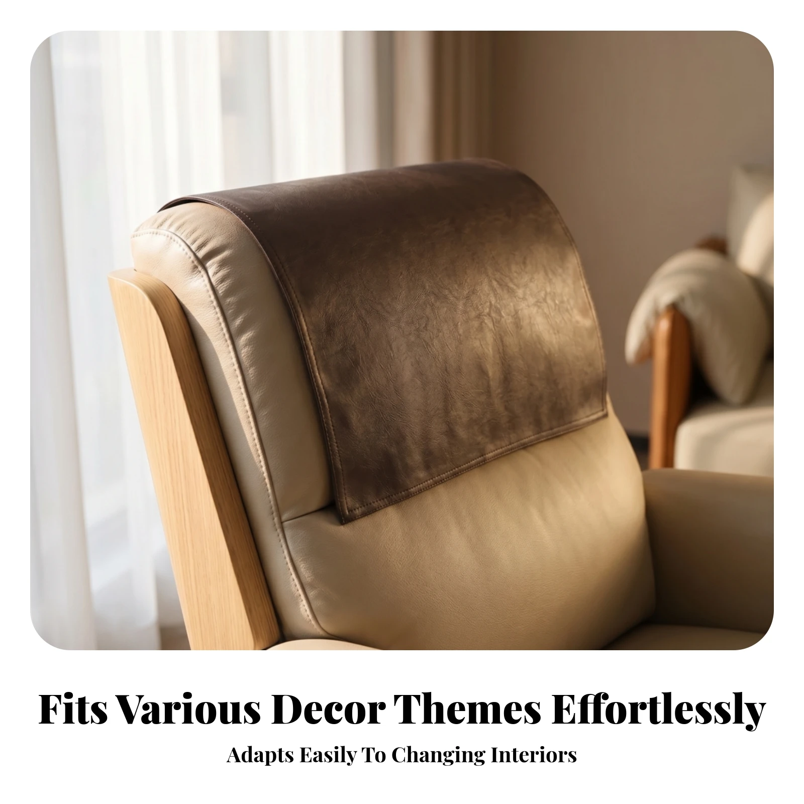 Leather-Like Recliner Headrest Cover Textured Grain Stain Resistant Furniture Guard Recliner Headrest Protector