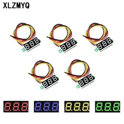 5pcs 0.28 Inch 3 Wires Digital Voltmeter DC 0-100V Voltage Tester Mini DC Voltmeter Meter 12V Detector Red Green Blue Yellow