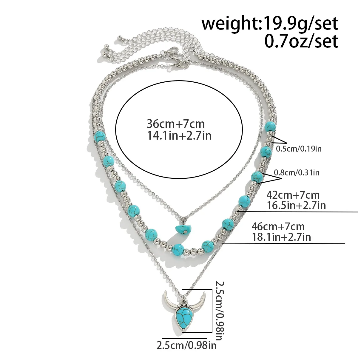 

3Pcs Vintage Blue Natural Stone Beads Choker Necklaces for Women Bohemia Geometry Pendant Necklace Trendy Neck Jewelry