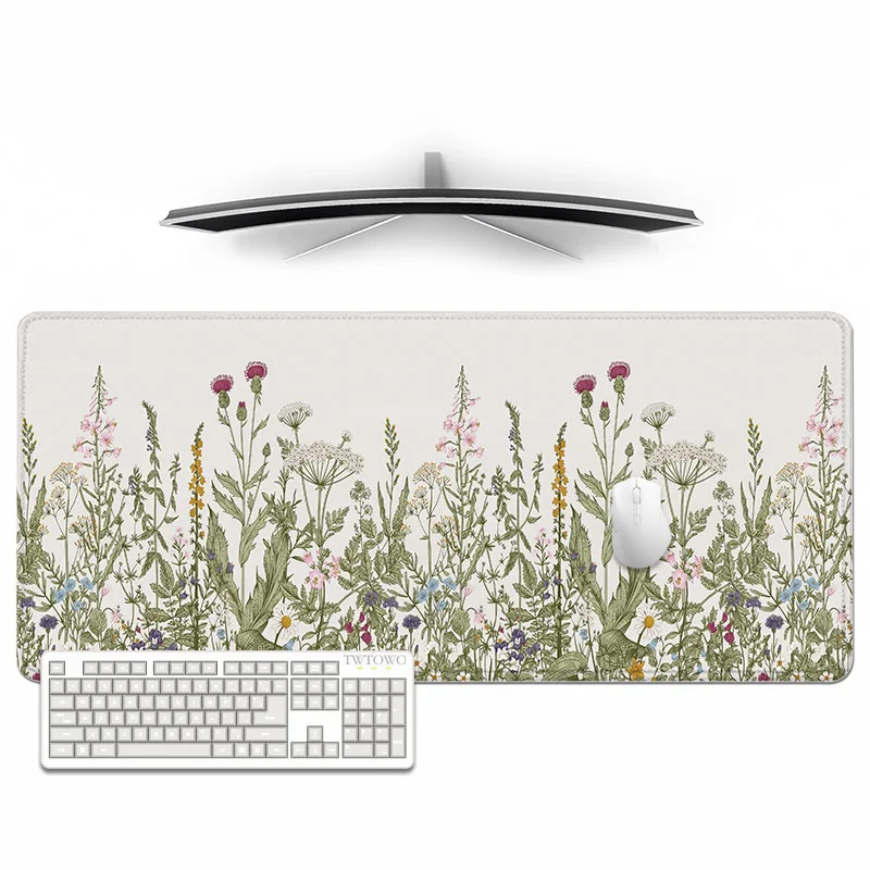 

Green Plant Flower Aesthetics Mouse Pad Gaming XL Large Computer Custom HD Mousepad XXL Mouse Mat Non-Slip Natural Rubber Soft