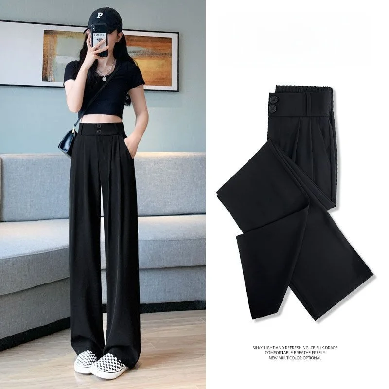 

Элегантные женские брюки-палаццо на весну, повседневные, с низкой/средней посадкой, из ПВХ-материала, для женщин среднего возраста