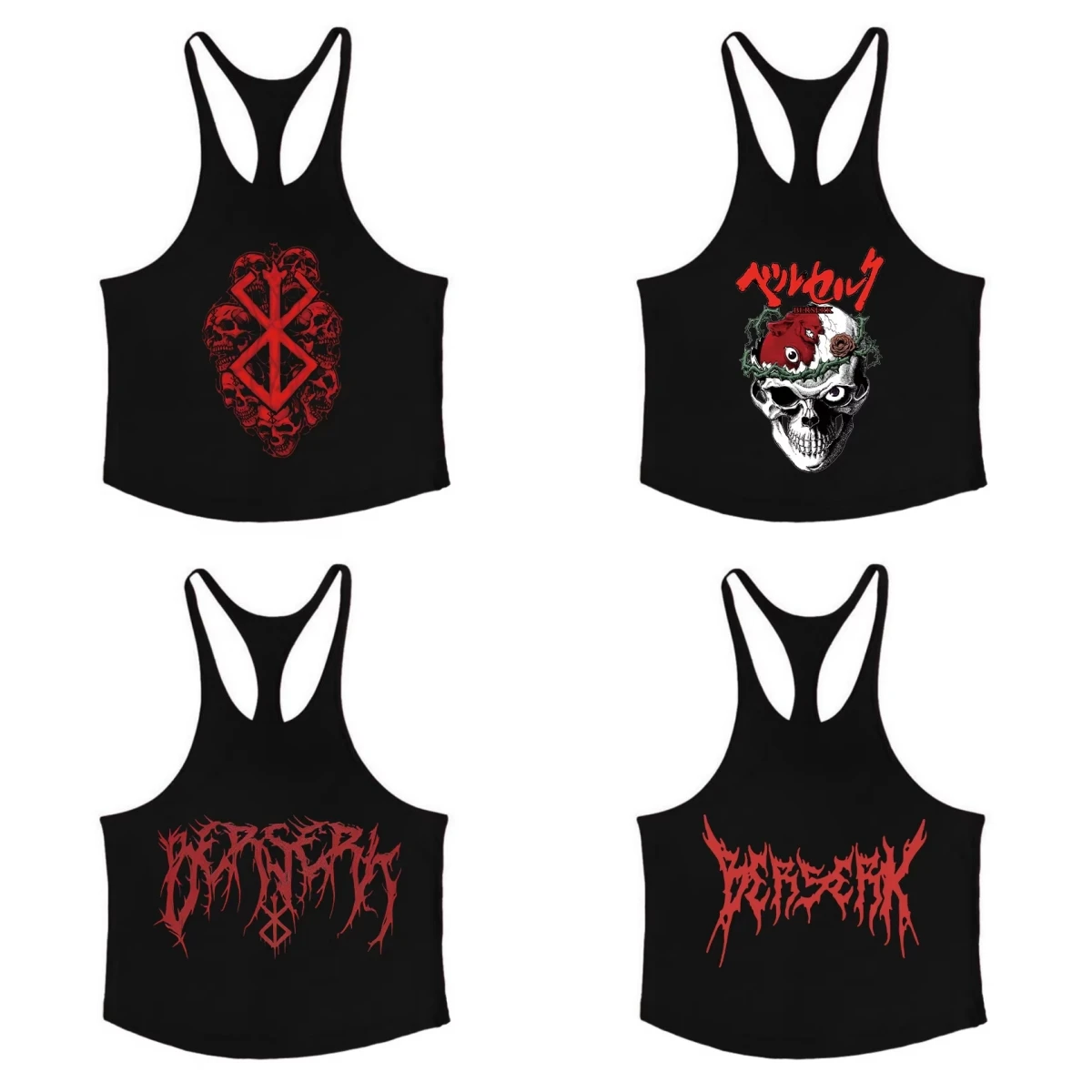 

Rampage Vest Strap Cotton Printed Strap Gym Training Muscle Vest Men's Summer Sleeveless Y Gym Muscle Training Exercise Loose