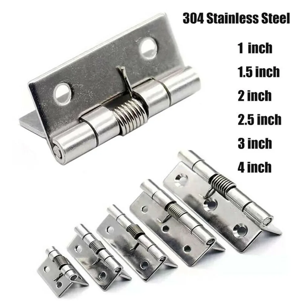 2 pcs Self Closing Spring Hinge Stainless Steel Door Hinges Cabinet Hinge Furniture Hardware Accessories 1/1.5/2Inch