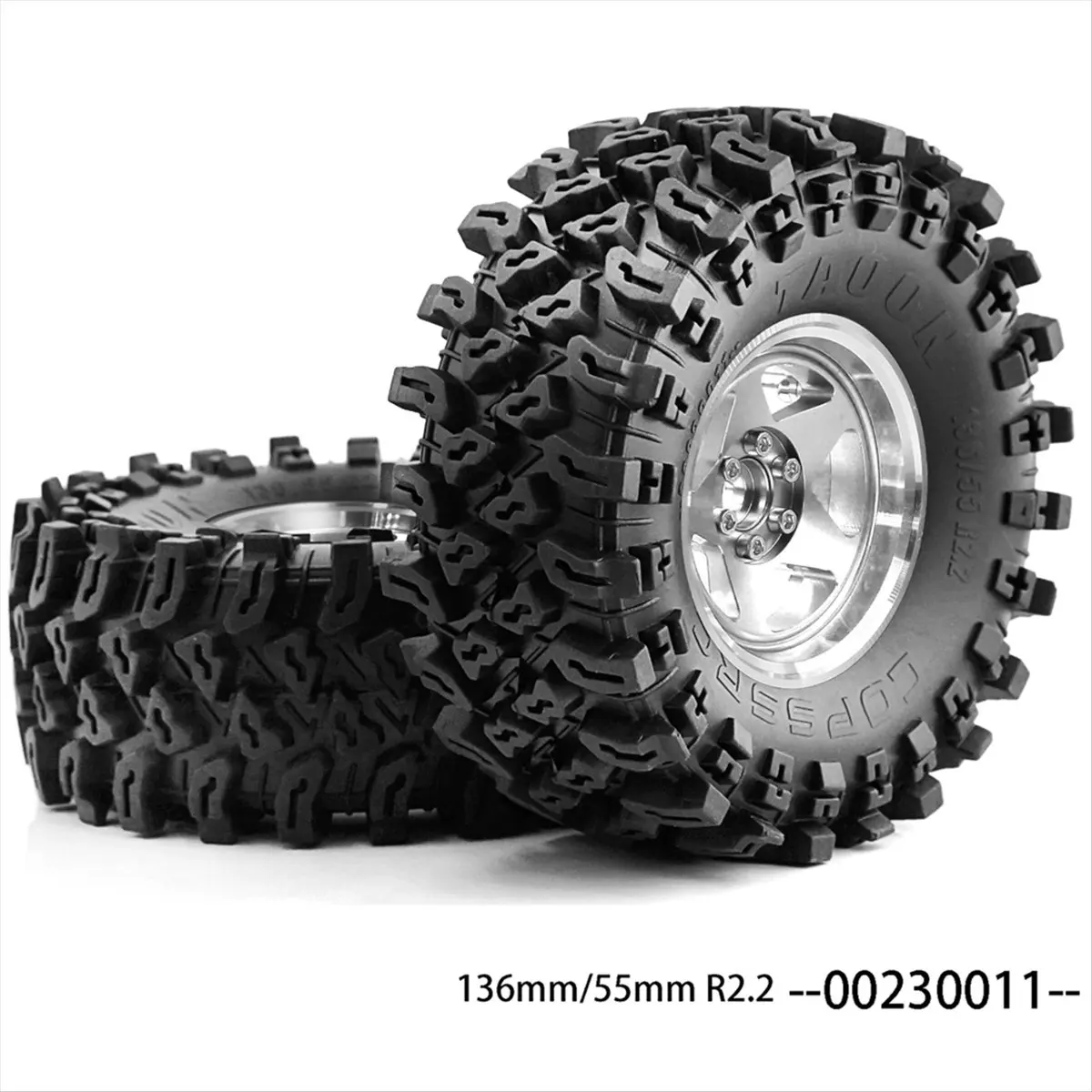 New arrival 4pcs 136mm Metal 2.2Inch Beadlock Wheel Rim Tire Set for 1/10 RC Crawler Car SCX10 Wraith RR10 Capra TRX4 Silver