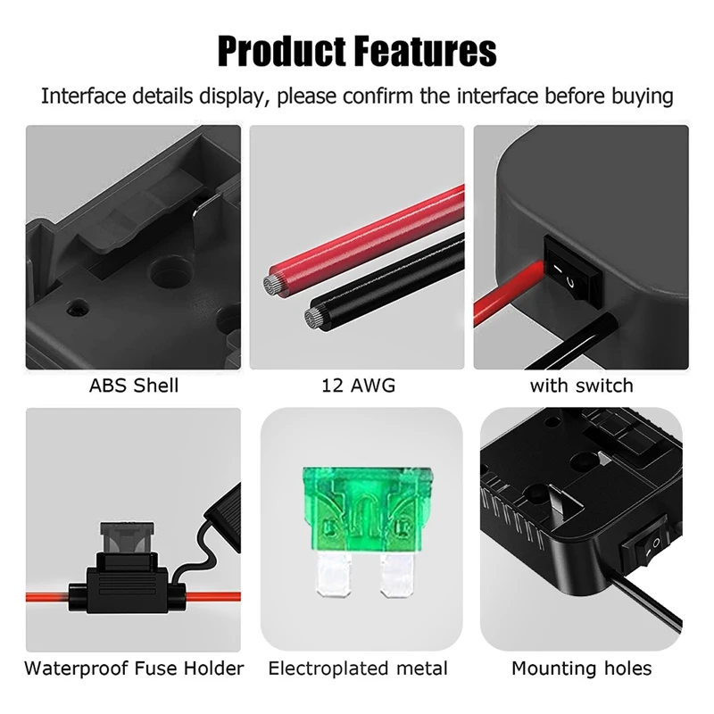 12AWG Power Wheels Adapter For Milwaukee 18V Team Lithium Battery Power Connector DIY W/Switch Easy Install Easy To Use