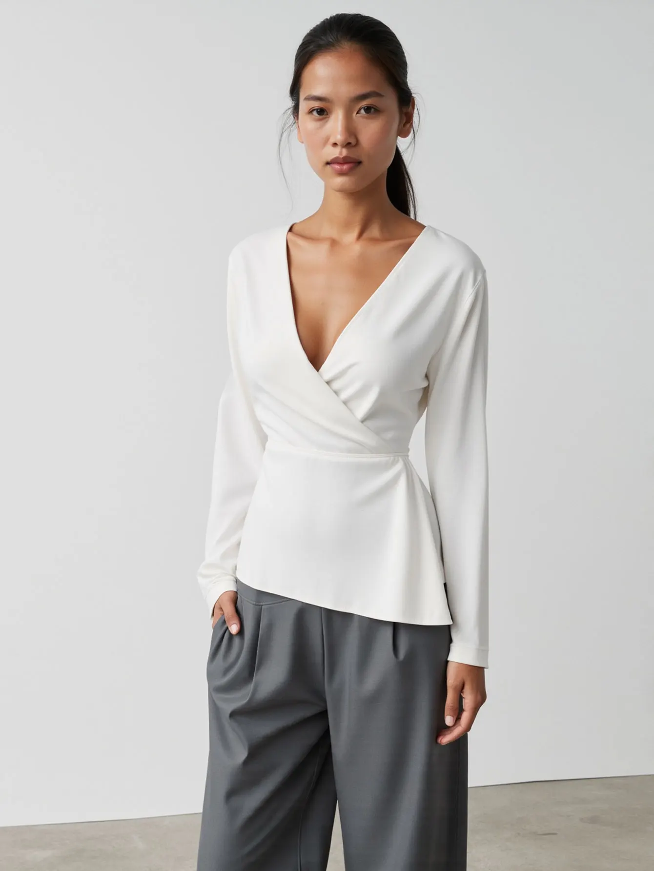 

Женская футболка с длинным рукавом и v-образным вырезом, базовый однотонный повседневный осенний топ