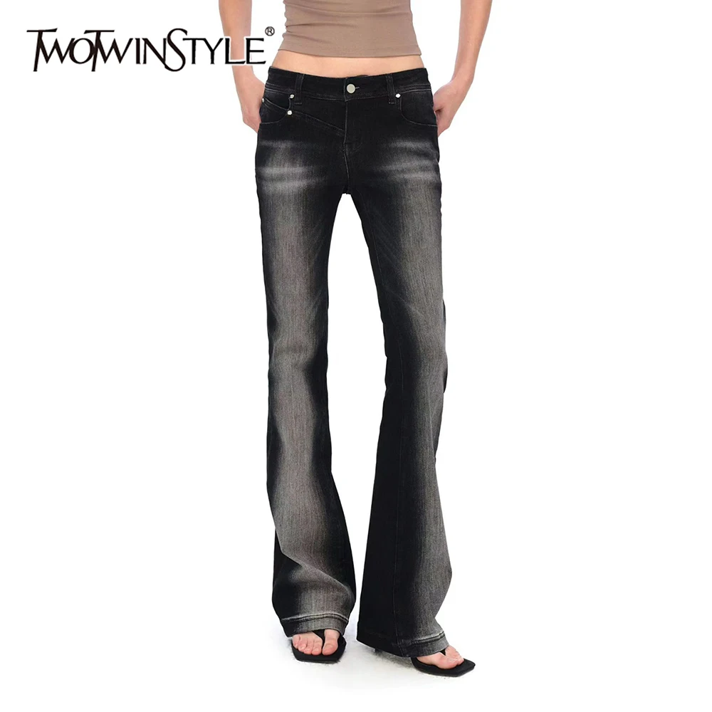 

Брюки TWOTWINSTYLE черные, с эффектом потертости, шикарные, женские, с высокой талией, стройнящие, винтажные, уличный стиль, осенняя мода