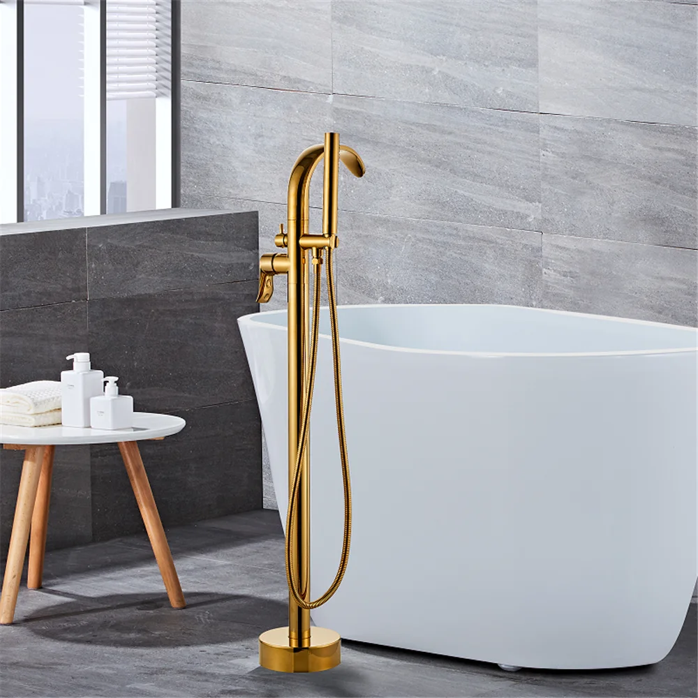 

Напольный смеситель для ванны из латуни, черный, с эффектом водопада, в современном стиле, для ванной комнаты