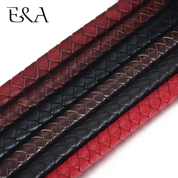 1Meter 8mm Braided Round Leather Rope Uninterrupted Cord for DIY Men Bracelet Jewelry Craft Making Leather Accessories